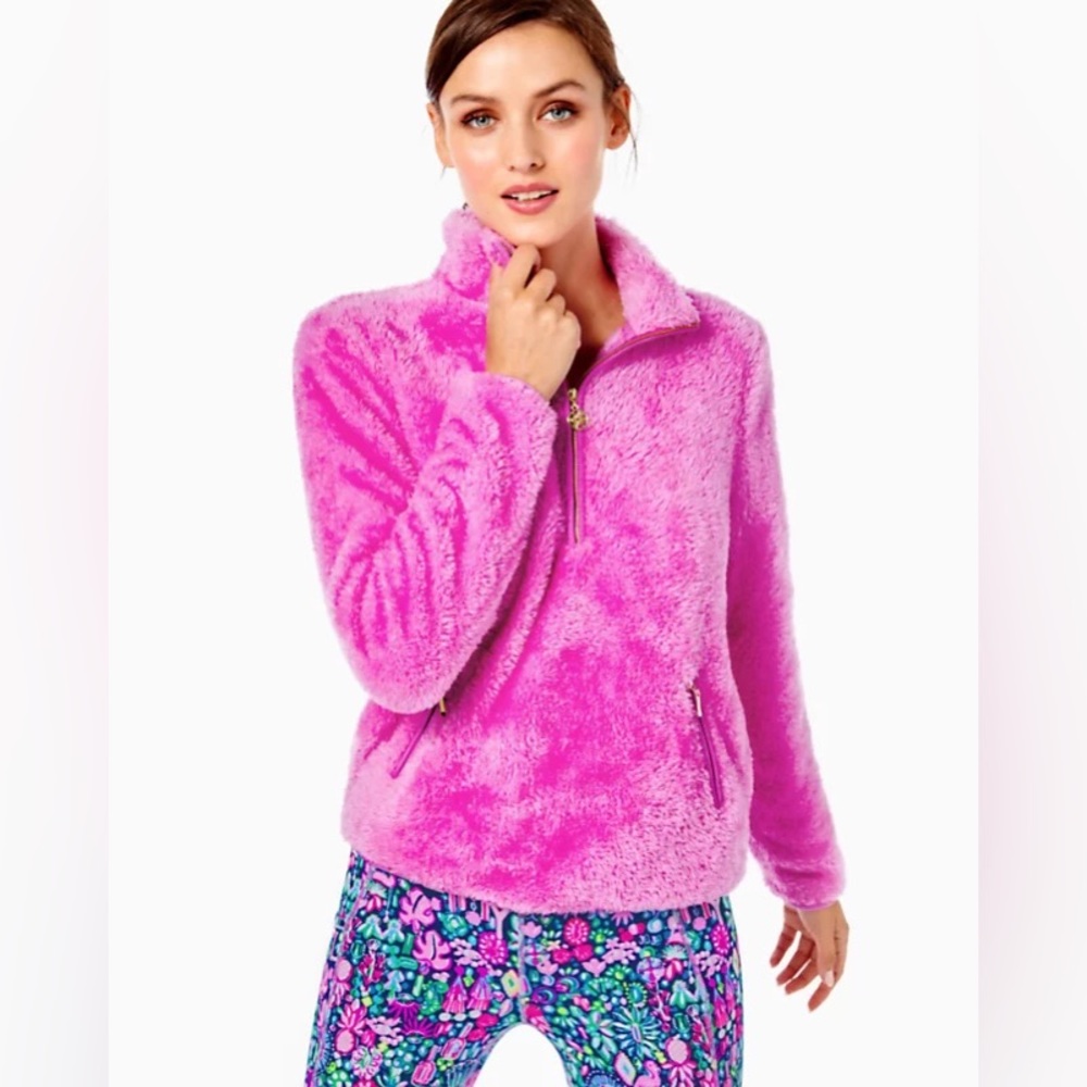 NWT Lilly Pulitzer Skipper Sherpa Popover in Wild Fuschia